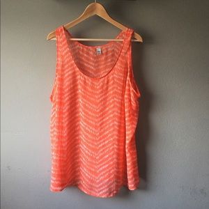 Old Navy orange and white sheer tank top. Sz XXL